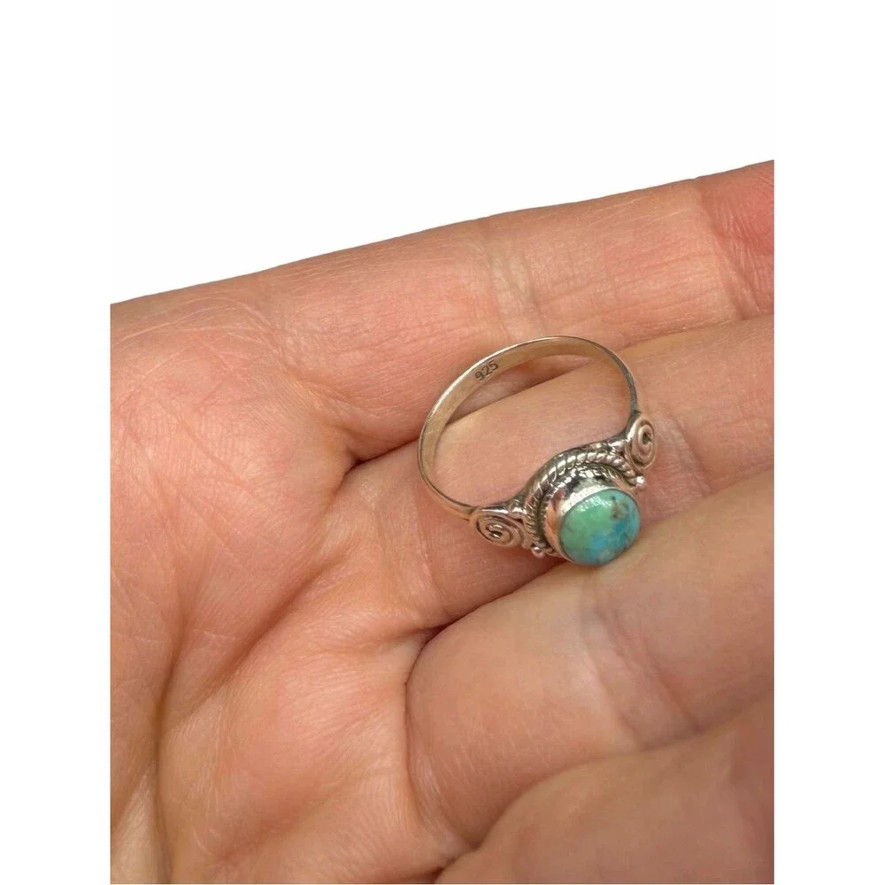 Kingman Turquoise Ring Size 6 Solid 925 Sterling Silver